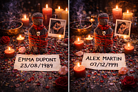 Le rituel d&rsquo;amour sinc&egrave;re avec le nom et la date de naissance est un rituel puissant destin&eacute; &agrave; attirer ou renforcer un amour authentique et durable. Il utilise le nom complet et la date de naissance de la personne pour harmoniser les &eacute;nergies, respecter le libre arbitre et cr&eacute;er un lien sinc&egrave;re fond&eacute; sur la v&eacute;rit&eacute; du c&oelig;ur. Ce rituel permet de raviver les sentiments, clarifier les &eacute;motions et renforcer la connexion spirituelle entre deux &acirc;mes, dans le respect et la puret&eacute; des intentions.